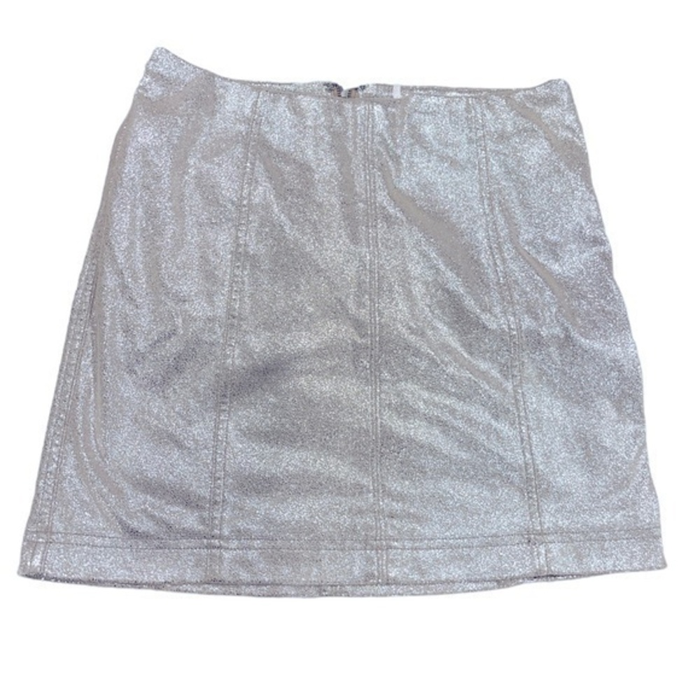 Free People Champagne Silver New Years Shiny Mini Skirt Size Small